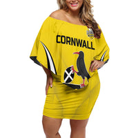 Custom Cornwall Rugby Off Shoulder Short Dress Cornish Chough Go Champion - Wonder Print Shop