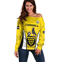 Custom Cornwall Rugby Off Shoulder Sweater Cornish Chough Go Champion - Wonder Print Shop