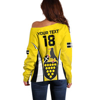 Custom Cornwall Rugby Off Shoulder Sweater Cornish Chough Go Champion - Wonder Print Shop