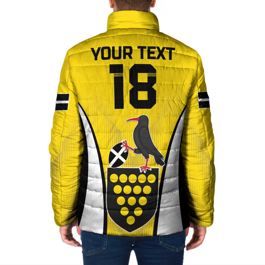Custom Cornwall Rugby Padded Jacket Cornish Chough Go Champion - Wonder Print Shop