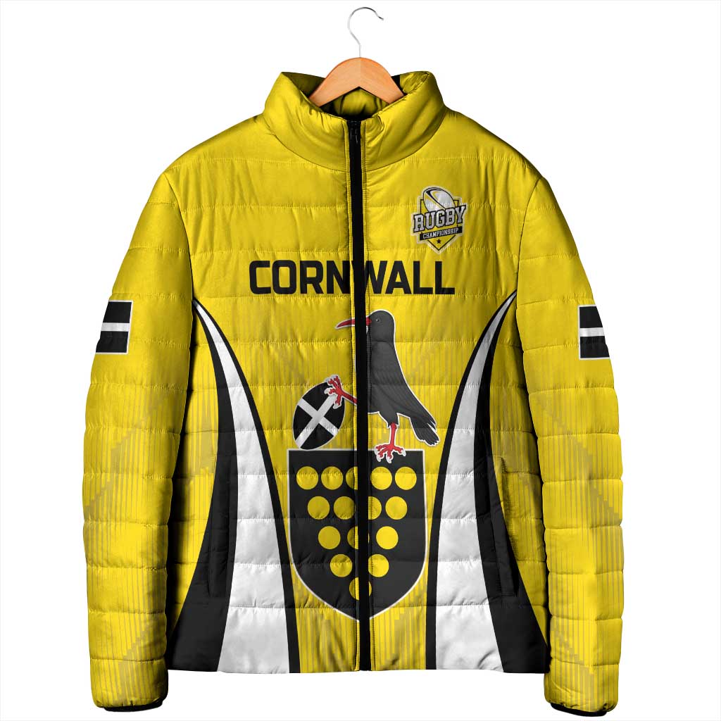 Custom Cornwall Rugby Padded Jacket Cornish Chough Go Champion - Wonder Print Shop