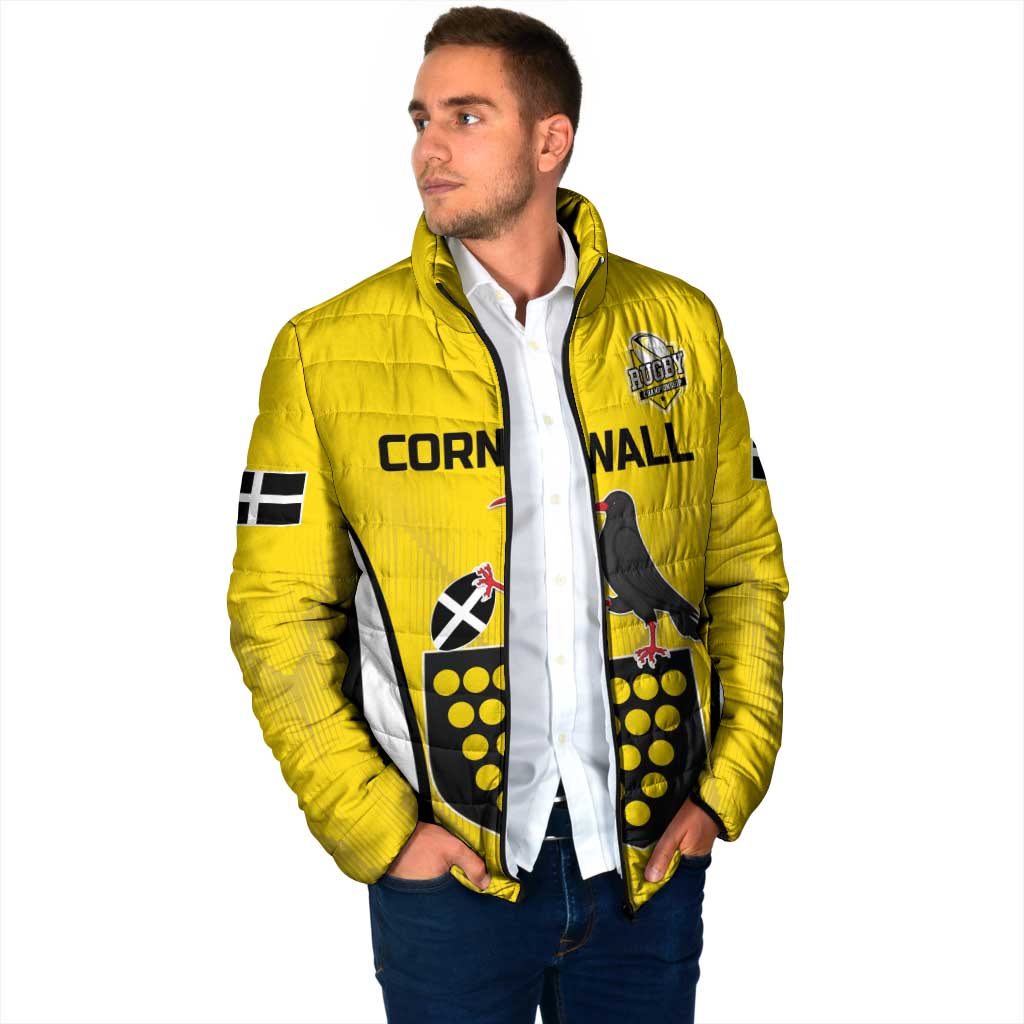 Custom Cornwall Rugby Padded Jacket Cornish Chough Go Champion - Wonder Print Shop