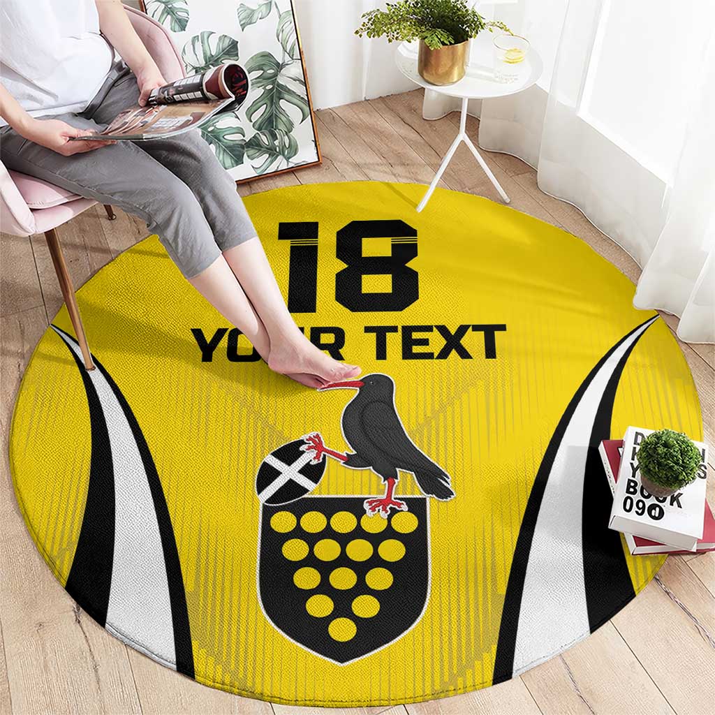 Custom Cornwall Rugby Round Carpet Cornish Chough Go Champion - Wonder Print Shop