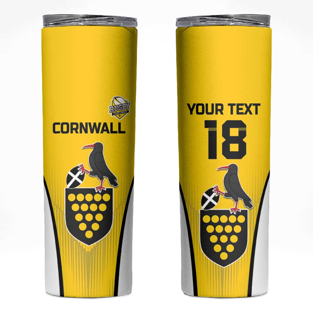 Custom Cornwall Rugby Skinny Tumbler Cornish Chough Go Champion - Wonder Print Shop