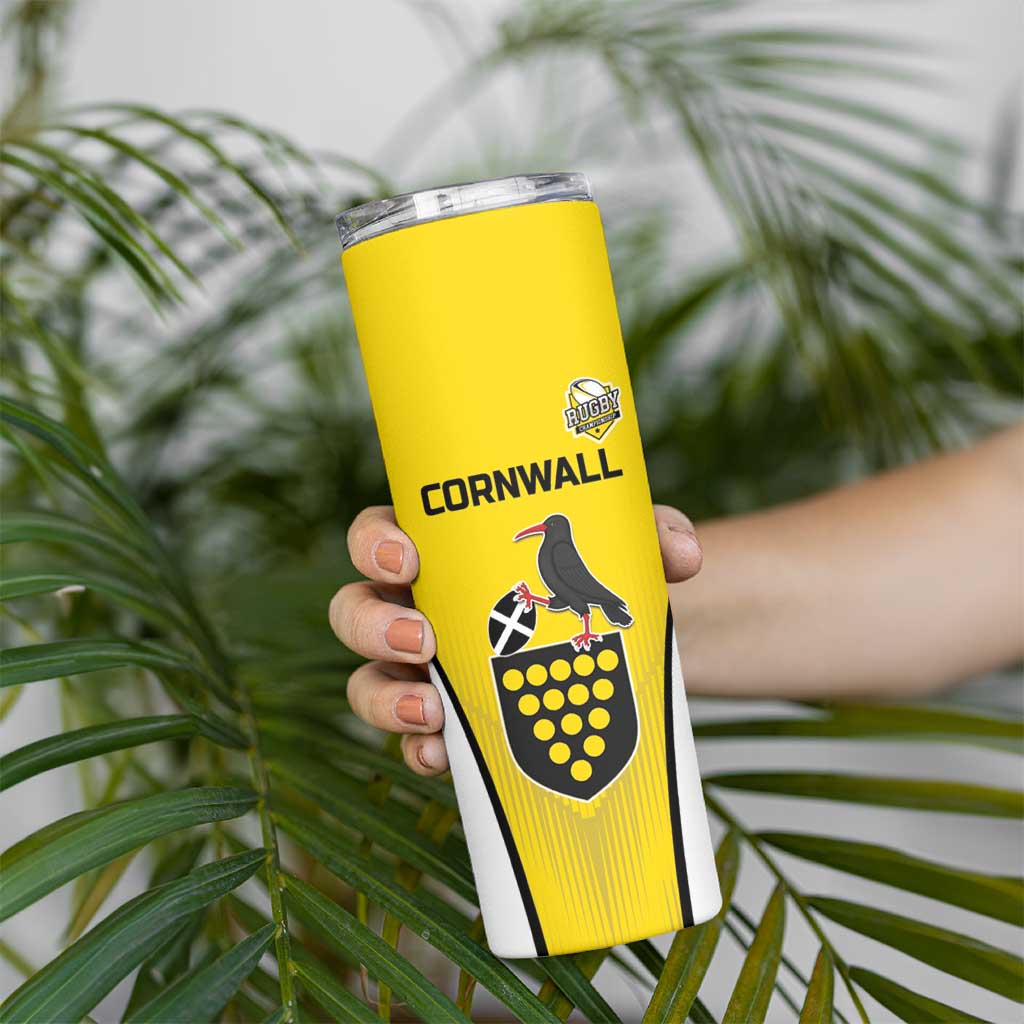Custom Cornwall Rugby Skinny Tumbler Cornish Chough Go Champion - Wonder Print Shop