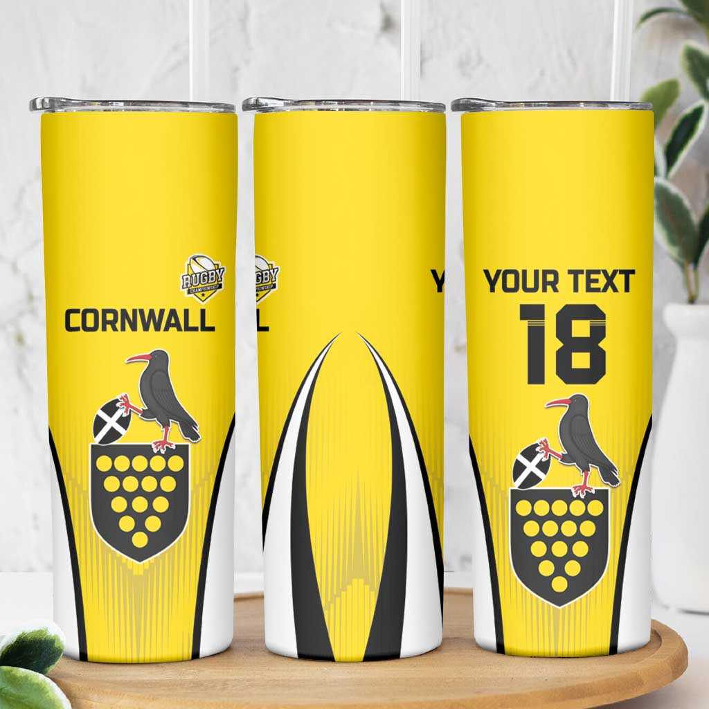 Custom Cornwall Rugby Skinny Tumbler Cornish Chough Go Champion - Wonder Print Shop