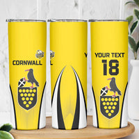 Custom Cornwall Rugby Skinny Tumbler Cornish Chough Go Champion - Wonder Print Shop