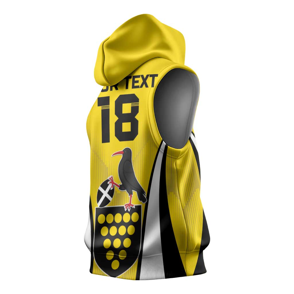 Custom Cornwall Rugby Sleeveless Hoodie Cornish Chough Go Champion - Wonder Print Shop