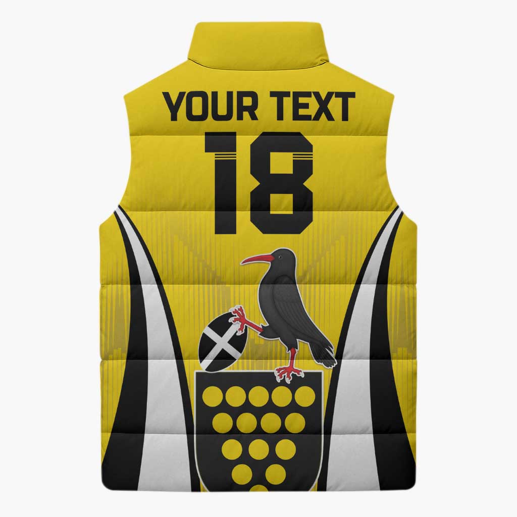 Custom Cornwall Rugby Sleeveless Puffer Jacket Cornish Chough Go Champion - Wonder Print Shop