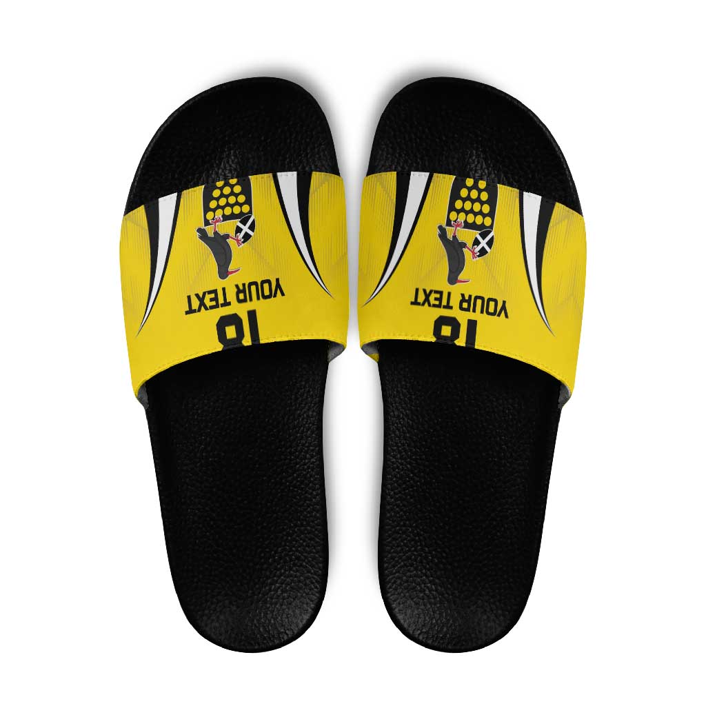 Custom Cornwall Rugby Slide Sandals Cornish Chough Go Champion - Wonder Print Shop