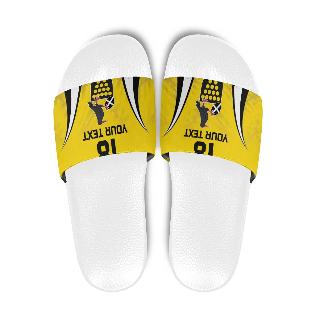 Custom Cornwall Rugby Slide Sandals Cornish Chough Go Champion - Wonder Print Shop