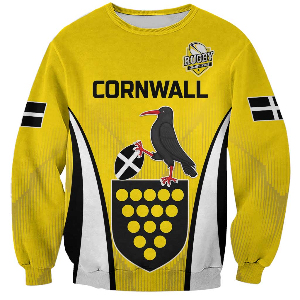 Custom Cornwall Rugby Sweatshirt Cornish Chough Go Champion - Wonder Print Shop