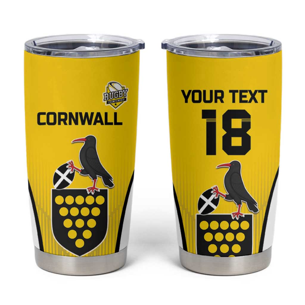 Custom Cornwall Rugby Tumbler Cup Cornish Chough Go Champion - Wonder Print Shop