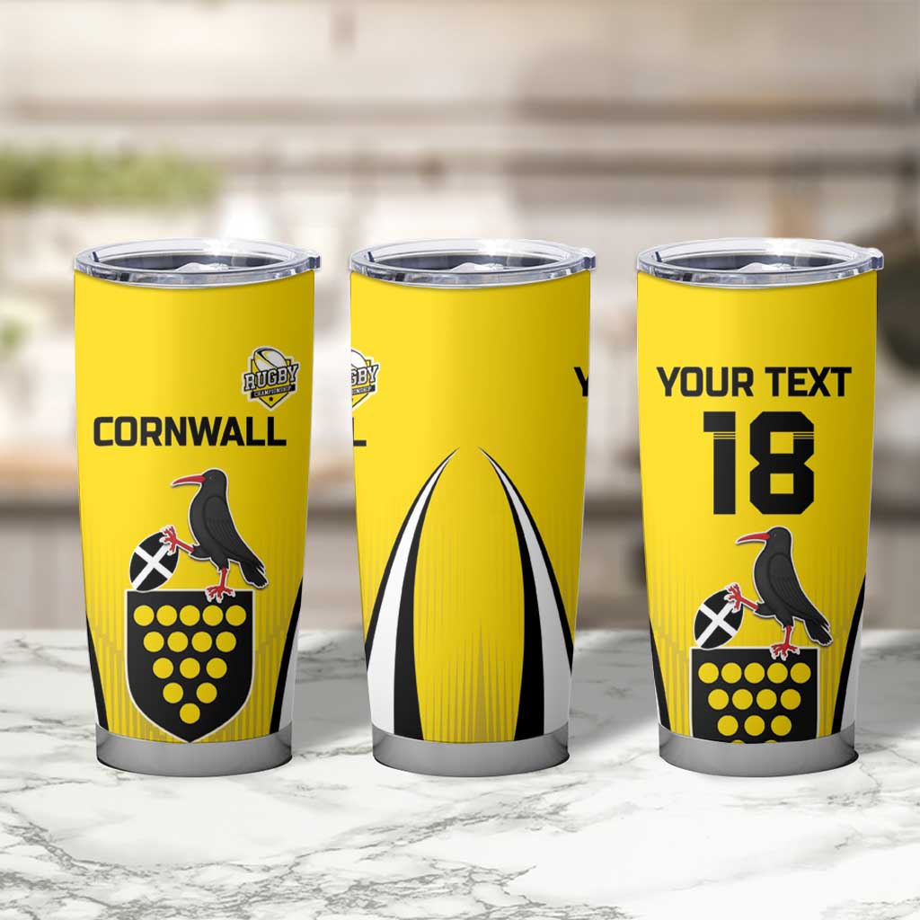 Custom Cornwall Rugby Tumbler Cup Cornish Chough Go Champion - Wonder Print Shop