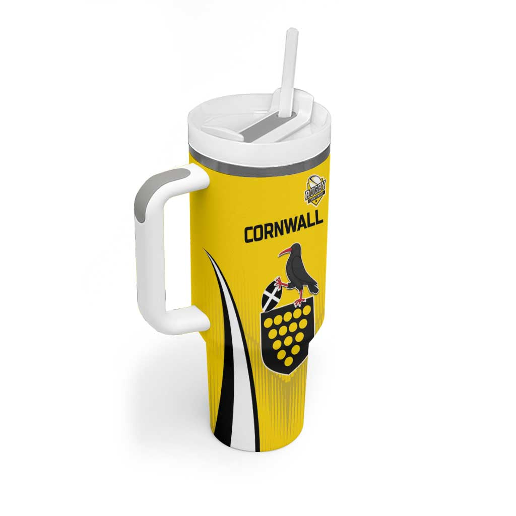 Custom Cornwall Rugby Tumbler With Handle Cornish Chough Go Champion - Wonder Print Shop