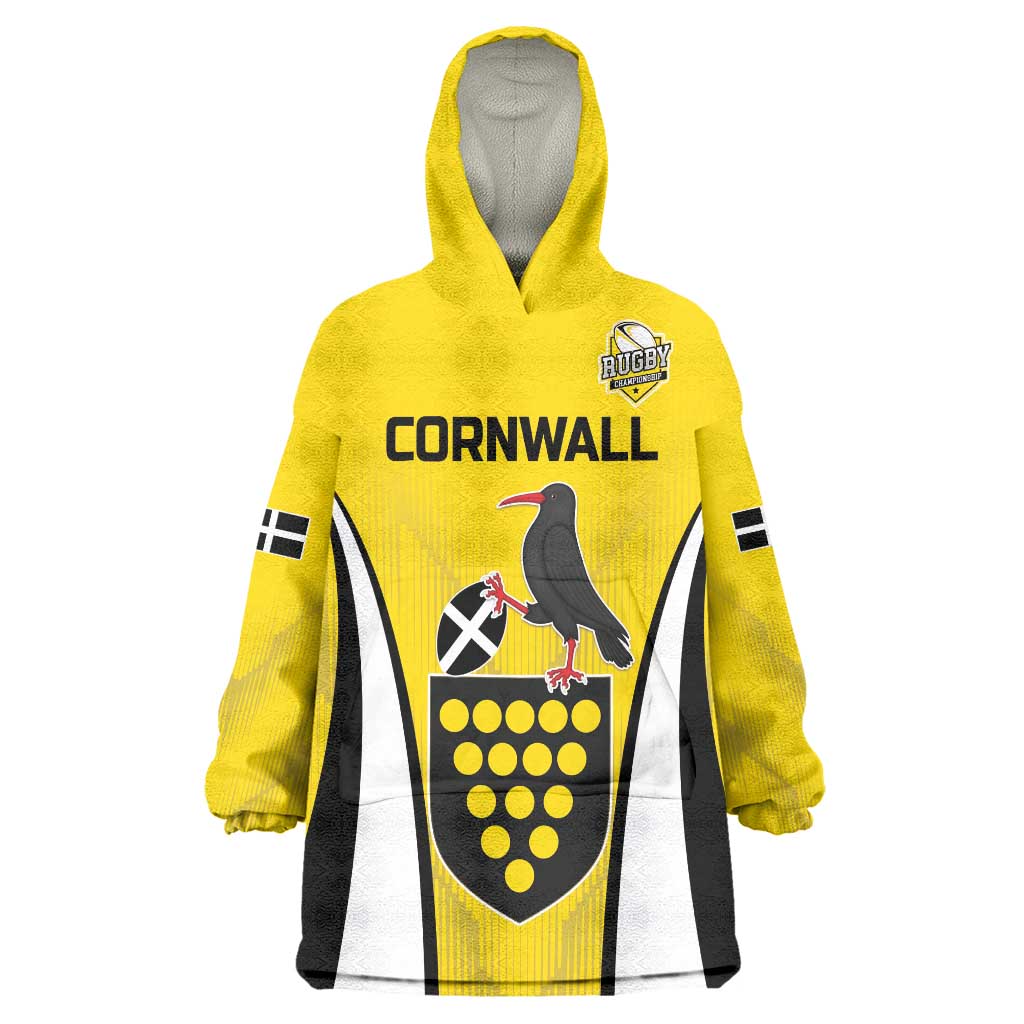 Custom Cornwall Rugby Wearable Blanket Hoodie Cornish Chough Go Champion - Wonder Print Shop