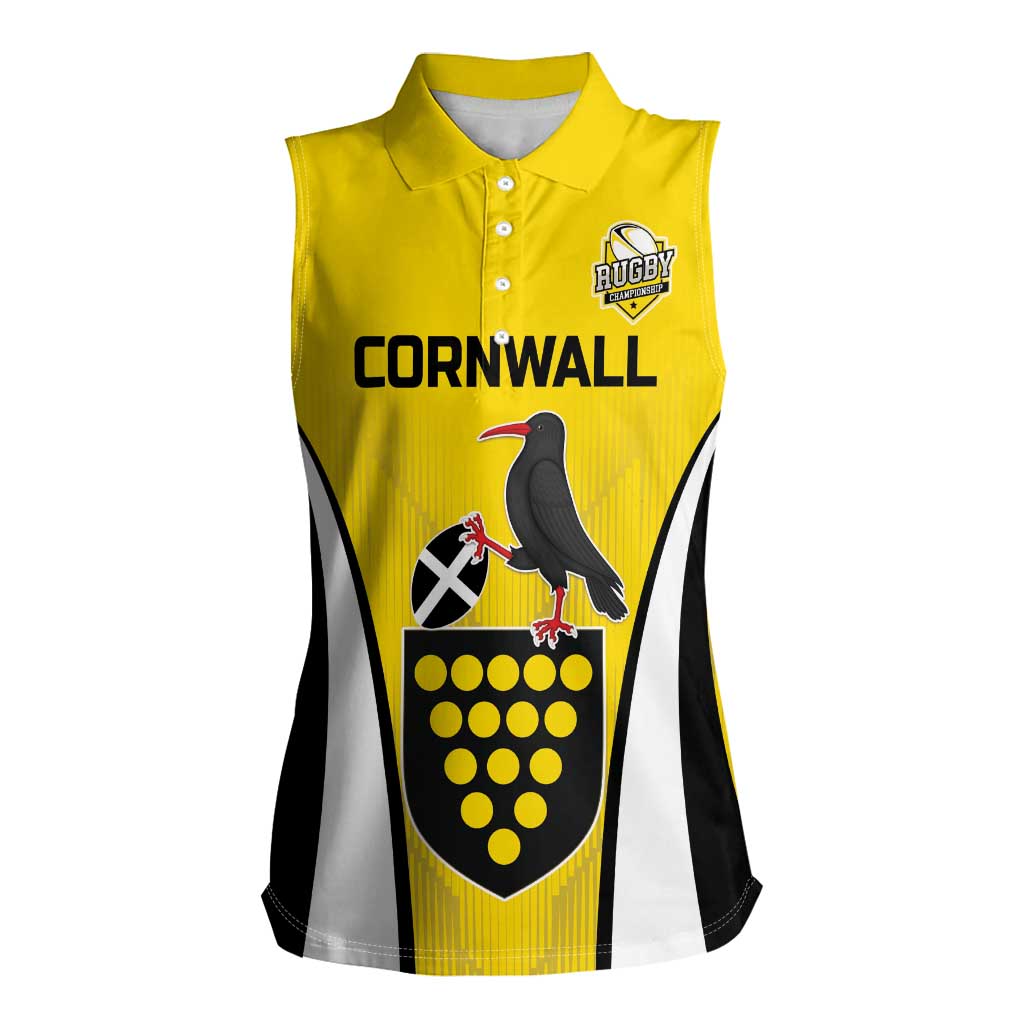 Custom Cornwall Rugby Women Sleeveless Polo Shirt Cornish Chough Go Champion - Wonder Print Shop
