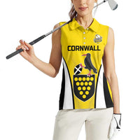 Custom Cornwall Rugby Women Sleeveless Polo Shirt Cornish Chough Go Champion - Wonder Print Shop