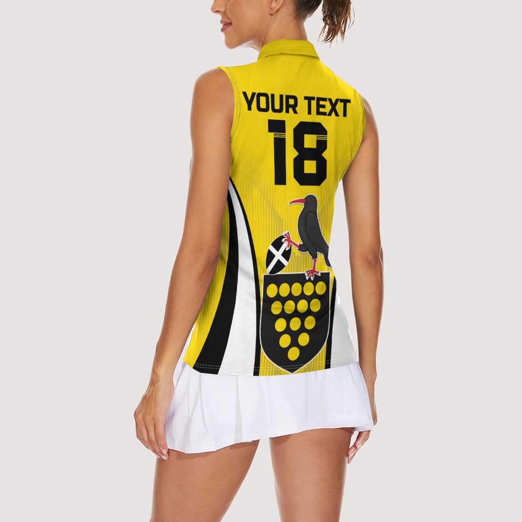 Custom Cornwall Rugby Women Sleeveless Polo Shirt Cornish Chough Go Champion - Wonder Print Shop