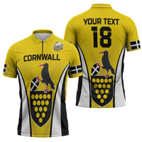 Custom Cornwall Rugby Zipper Polo Shirt Cornish Chough Go Champion - Wonder Print Shop