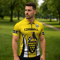 Custom Cornwall Rugby Zipper Polo Shirt Cornish Chough Go Champion - Wonder Print Shop