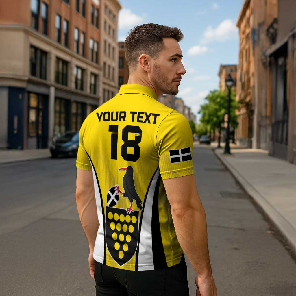 Custom Cornwall Rugby Zipper Polo Shirt Cornish Chough Go Champion - Wonder Print Shop