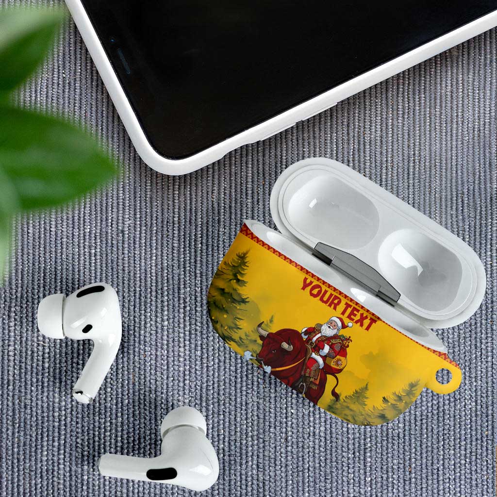 Personalized Spain Christmas AirPods Case Santa Riding Red Bull Feliz Navidad - Wonder Print Shop