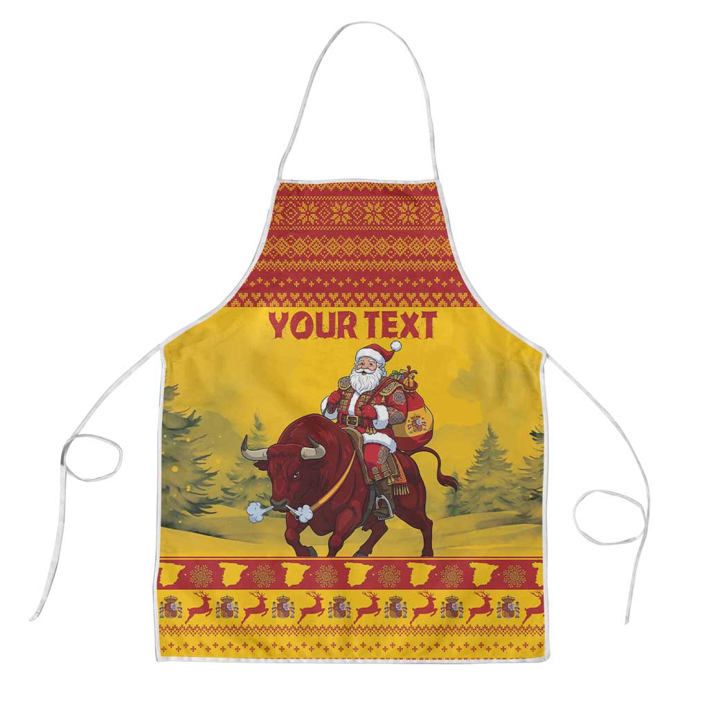 Personalized Spain Christmas Apron Santa Riding Red Bull Feliz Navidad - Wonder Print Shop