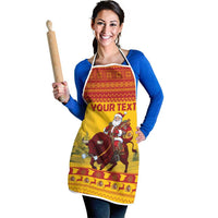 Personalized Spain Christmas Apron Santa Riding Red Bull Feliz Navidad - Wonder Print Shop