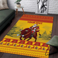 Personalized Spain Christmas Area Rug Santa Riding Red Bull Feliz Navidad - Wonder Print Shop