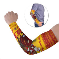 Personalized Spain Christmas Arm Sleeves Santa Riding Red Bull Feliz Navidad - Wonder Print Shop