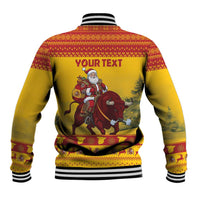 Personalized Spain Christmas Baseball Jacket Santa Riding Red Bull Feliz Navidad - Wonder Print Shop