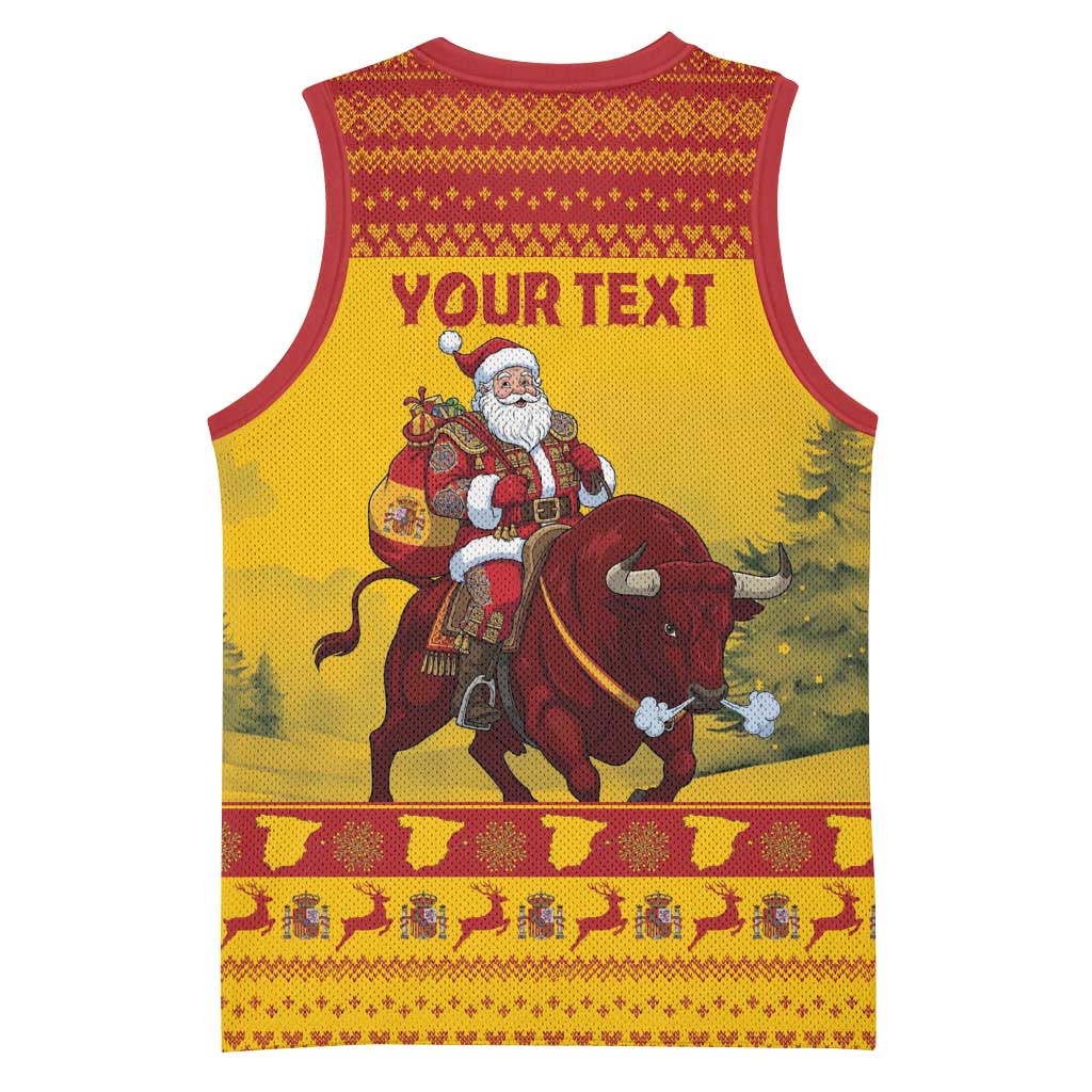Personalized Spain Christmas Basketball Jersey Santa Riding Red Bull Feliz Navidad - Wonder Print Shop
