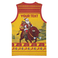 Personalized Spain Christmas Basketball Jersey Santa Riding Red Bull Feliz Navidad - Wonder Print Shop