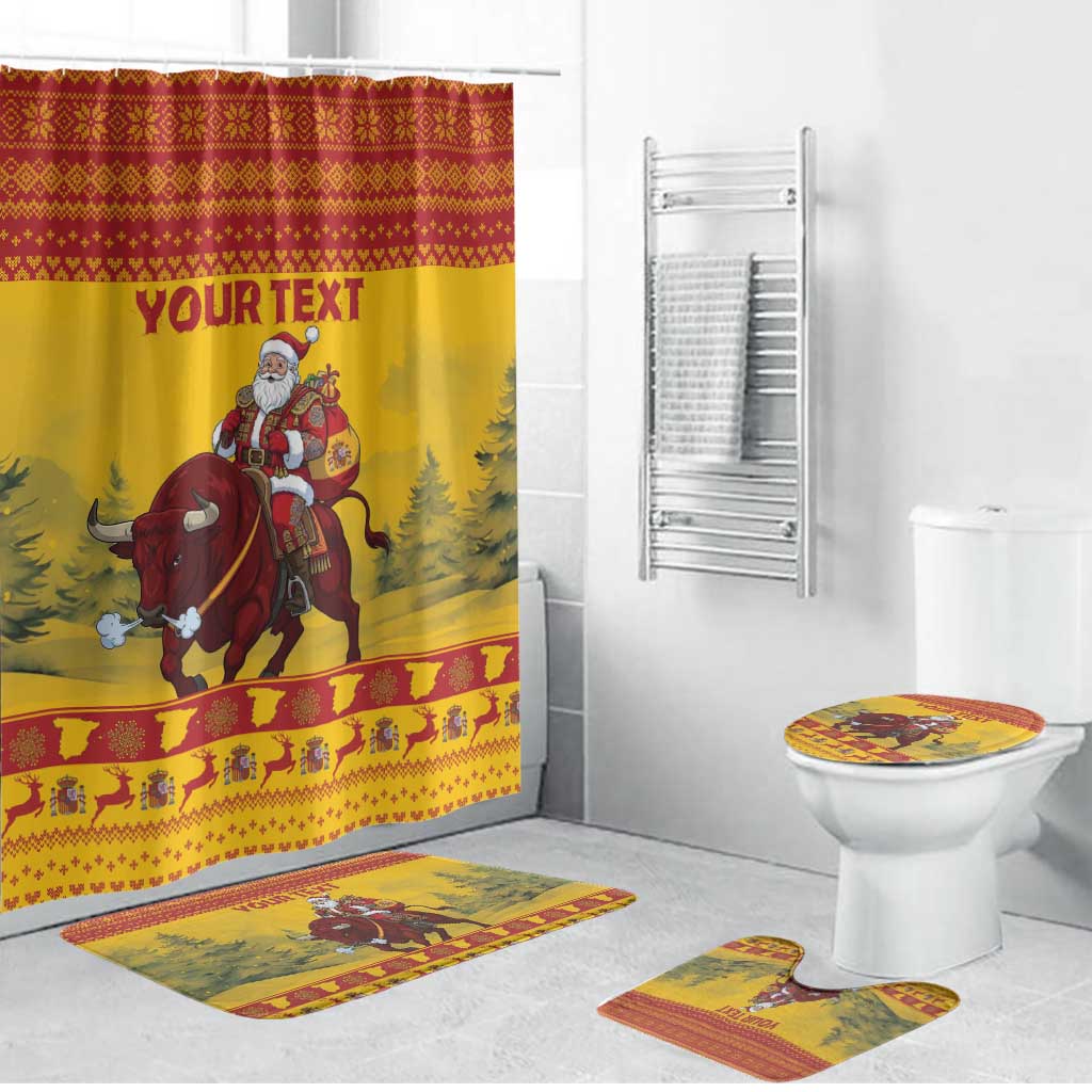 Personalized Spain Christmas Bathroom Set Santa Riding Red Bull Feliz Navidad - Wonder Print Shop