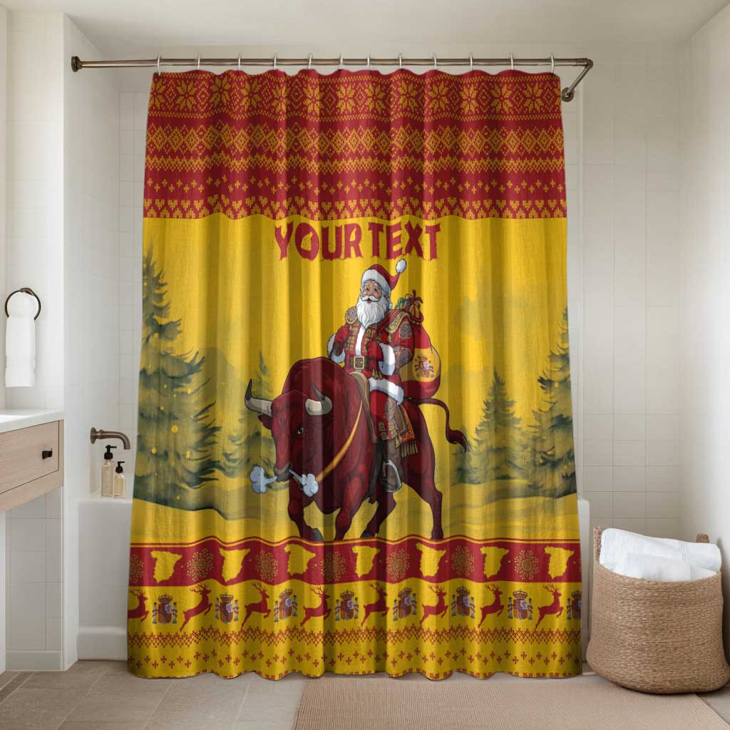 Personalized Spain Christmas Bathroom Set Santa Riding Red Bull Feliz Navidad - Wonder Print Shop