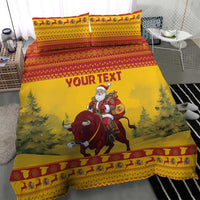 Personalized Spain Christmas Bedding Set Santa Riding Red Bull Feliz Navidad - Wonder Print Shop