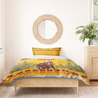 Personalized Spain Christmas Bedding Set Santa Riding Red Bull Feliz Navidad - Wonder Print Shop