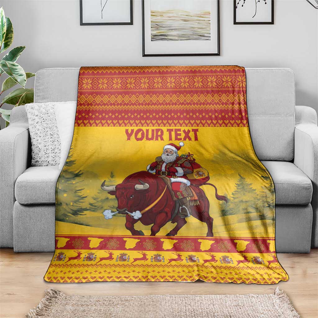 Personalized Spain Christmas Blanket Santa Riding Red Bull Feliz Navidad - Wonder Print Shop