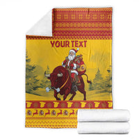 Personalized Spain Christmas Blanket Santa Riding Red Bull Feliz Navidad - Wonder Print Shop