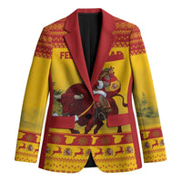 Personalized Spain Christmas Blazer Santa Riding Red Bull Feliz Navidad - Wonder Print Shop