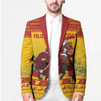 Personalized Spain Christmas Blazer Santa Riding Red Bull Feliz Navidad - Wonder Print Shop