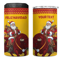 Personalized Spain Christmas 4 in 1 Can Cooler Tumbler Santa Riding Red Bull Feliz Navidad - Wonder Print Shop