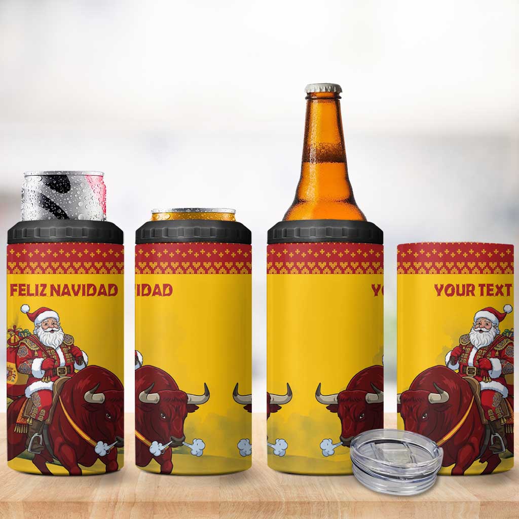Personalized Spain Christmas 4 in 1 Can Cooler Tumbler Santa Riding Red Bull Feliz Navidad - Wonder Print Shop