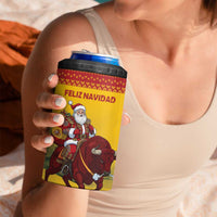 Personalized Spain Christmas 4 in 1 Can Cooler Tumbler Santa Riding Red Bull Feliz Navidad - Wonder Print Shop