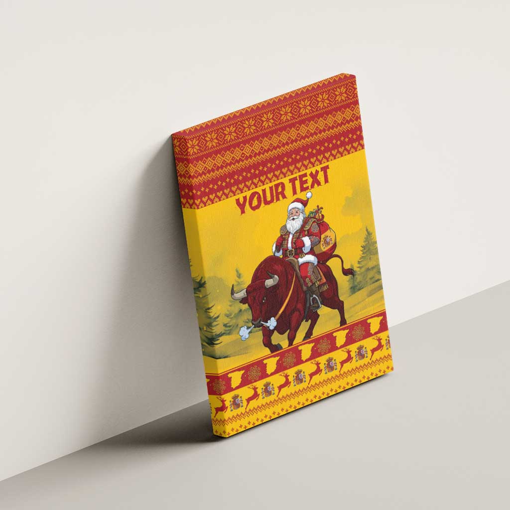 Personalized Spain Christmas Canvas Wall Art Santa Riding Red Bull Feliz Navidad - Wonder Print Shop