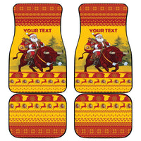 Personalized Spain Christmas Car Mats Santa Riding Red Bull Feliz Navidad - Wonder Print Shop