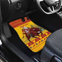 Personalized Spain Christmas Car Mats Santa Riding Red Bull Feliz Navidad - Wonder Print Shop