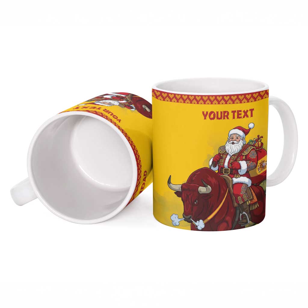 Personalized Spain Christmas Ceramic Mug Santa Riding Red Bull Feliz Navidad - Wonder Print Shop