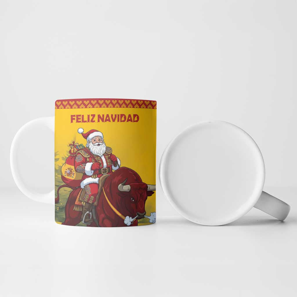 Personalized Spain Christmas Ceramic Mug Santa Riding Red Bull Feliz Navidad - Wonder Print Shop